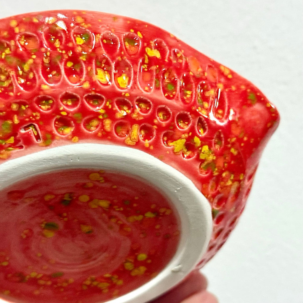 Shaving Bowl Papavero - dettaglio esterno con incisioni a bolle