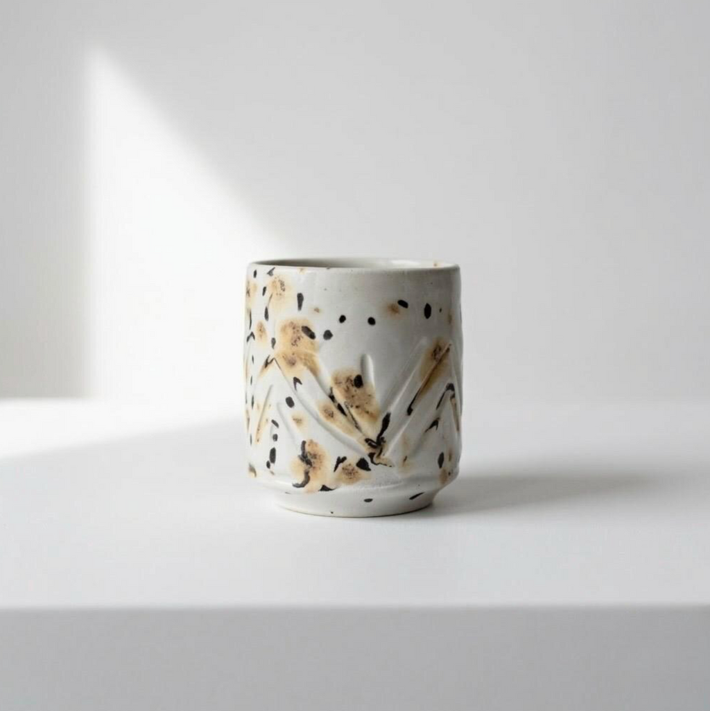 Tazza Miele - vista frontale con incisioni chevron